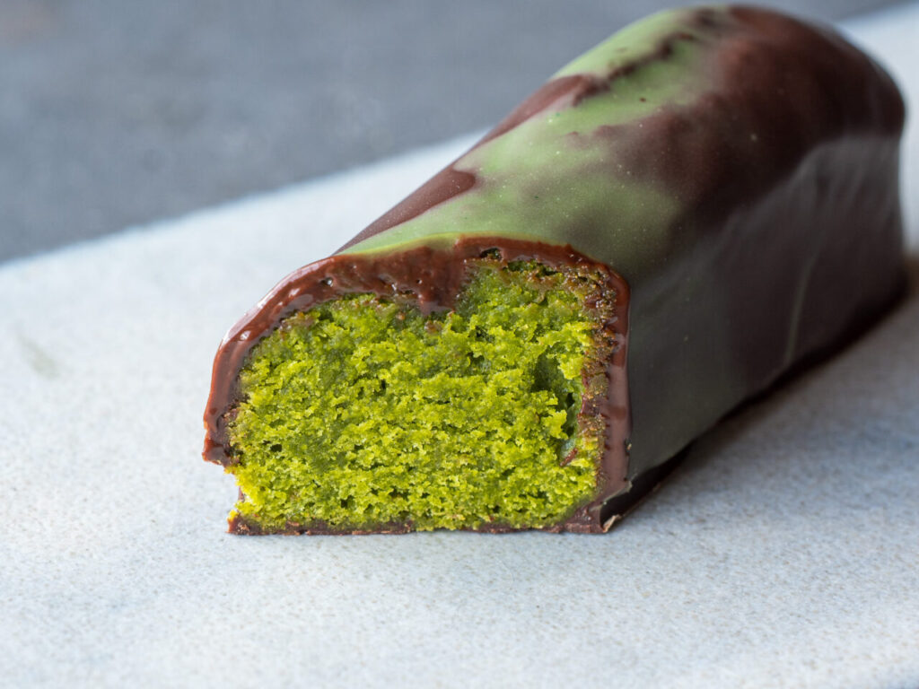 Slice of matcha pound cake