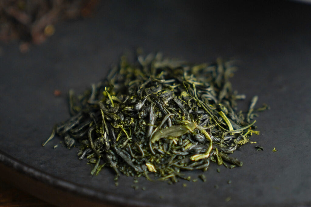 Rolled sencha tea leaves